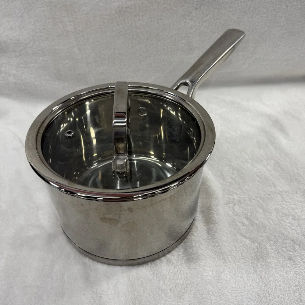 DAVID BURKE Gourmet Pro Stainless 2 Qt Sauce Pan WITH Glass Lid/ Inner Measure